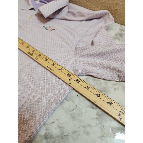 Greg Norman Men's Performance Golf Relaxed Fit Polo Shirt Purple Printed Size XL - Picture 6 of 7